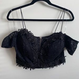 Black Off the Shoulder Lacy Top